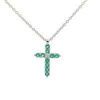 Pendente Mirco Visconti Donna Girocollo croce in Oro bianco Smeraldo 0.37 Ct AB663/20BS - AB663/20BS